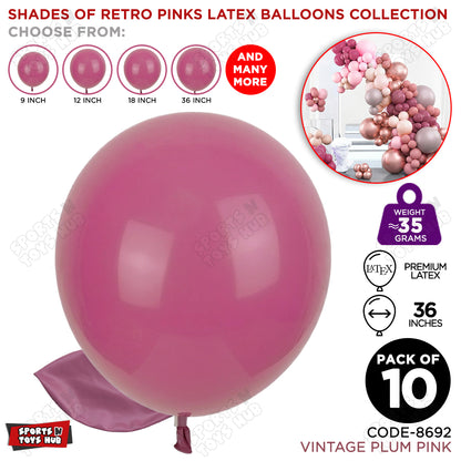 Vintage Plum Pink Latex Balloons Available In 9, 12, 18 & 36 Inch Sizes