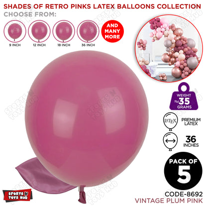 Vintage Plum Pink Latex Balloons Available In 9, 12, 18 & 36 Inch Sizes
