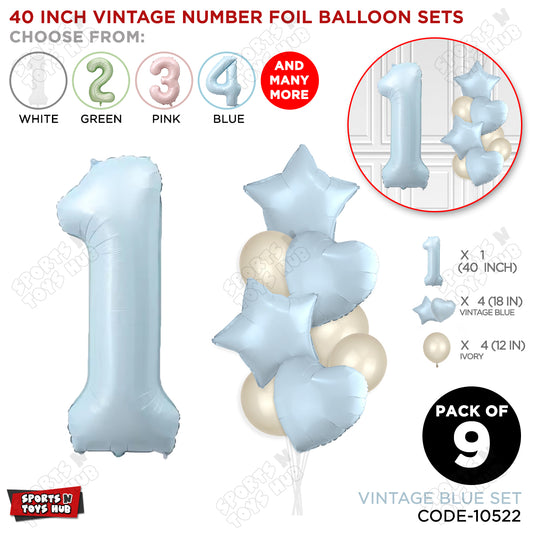 Vintage Blue Color 40 Inch Number Foil Balloon Set