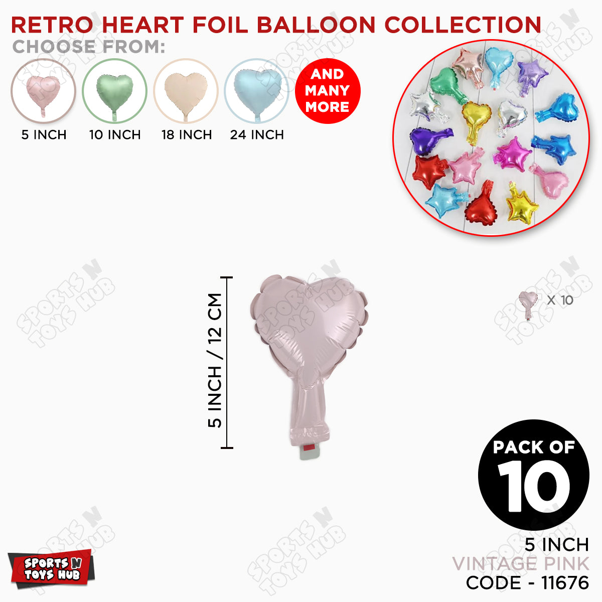 5 Inch - Vintage Pink Heart Foil Balloon