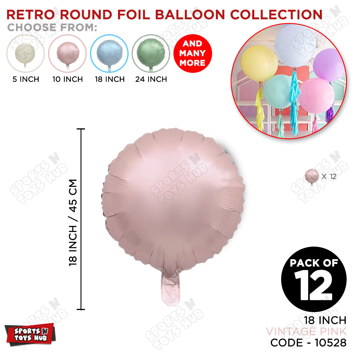 18 Inch - Vintage Pink Round Foil Balloon