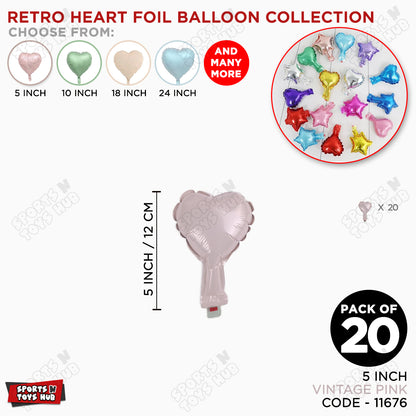5 Inch - Vintage Pink Heart Foil Balloon