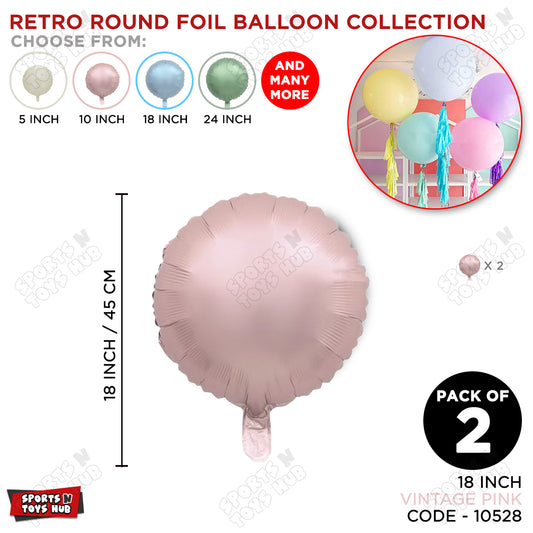 18 Inch - Vintage Pink Round Foil Balloon