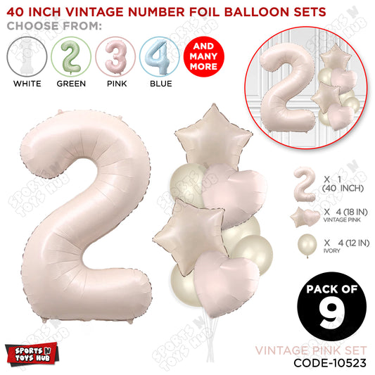 Vintage Pink Color 40 Inch Number Foil Balloon Set