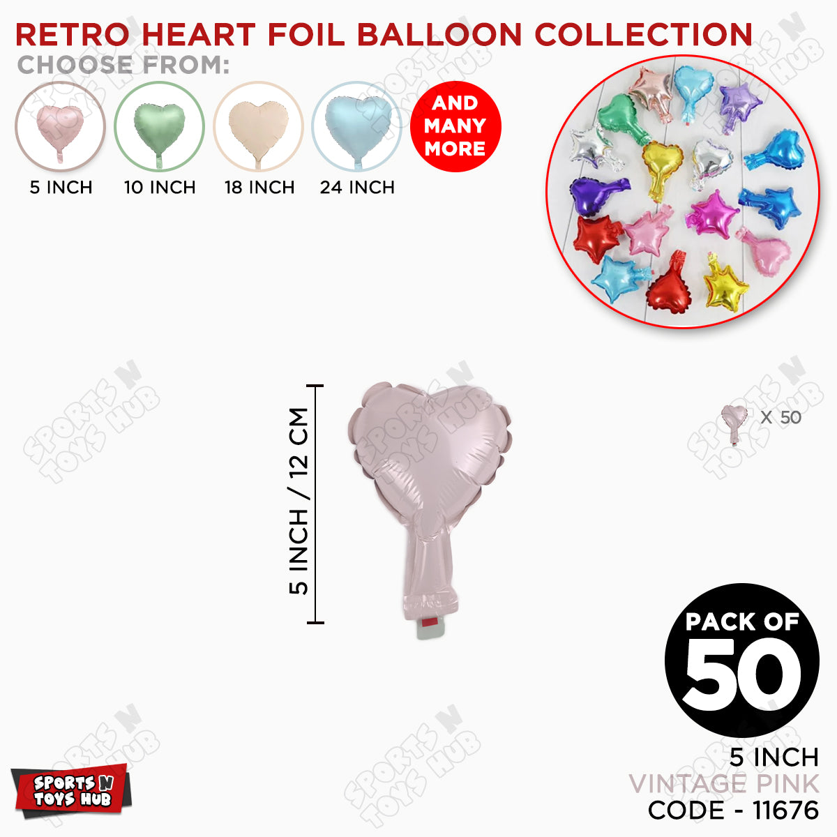 5 Inch - Vintage Pink Heart Foil Balloon