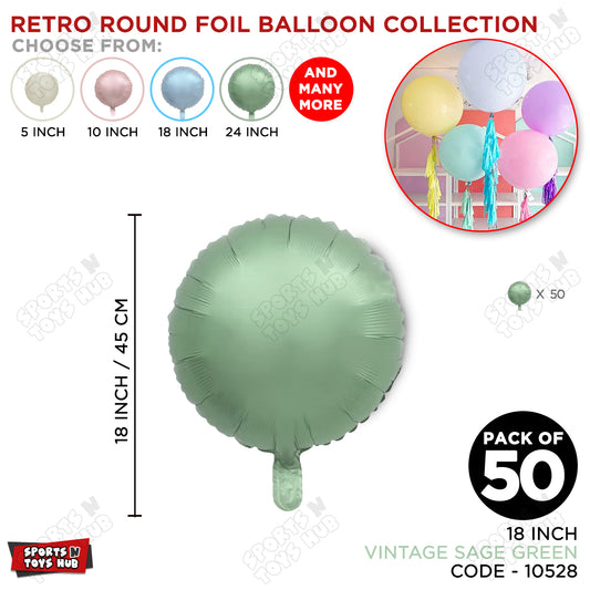 18 Inch - Vintage Sage Green Round Foil Balloon