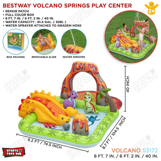 Bestway Volcano Springs Kids Inflatable Water Play Center and Pool 8 FT x 6 FT x 40 IN - 53172