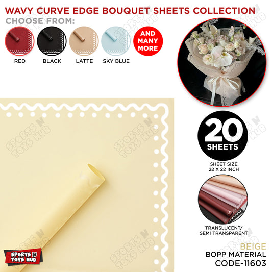 Wavy Curve Edge Flower Bouquet Sheet, Floral Gifting Sheets, Wrapping Paper Collections