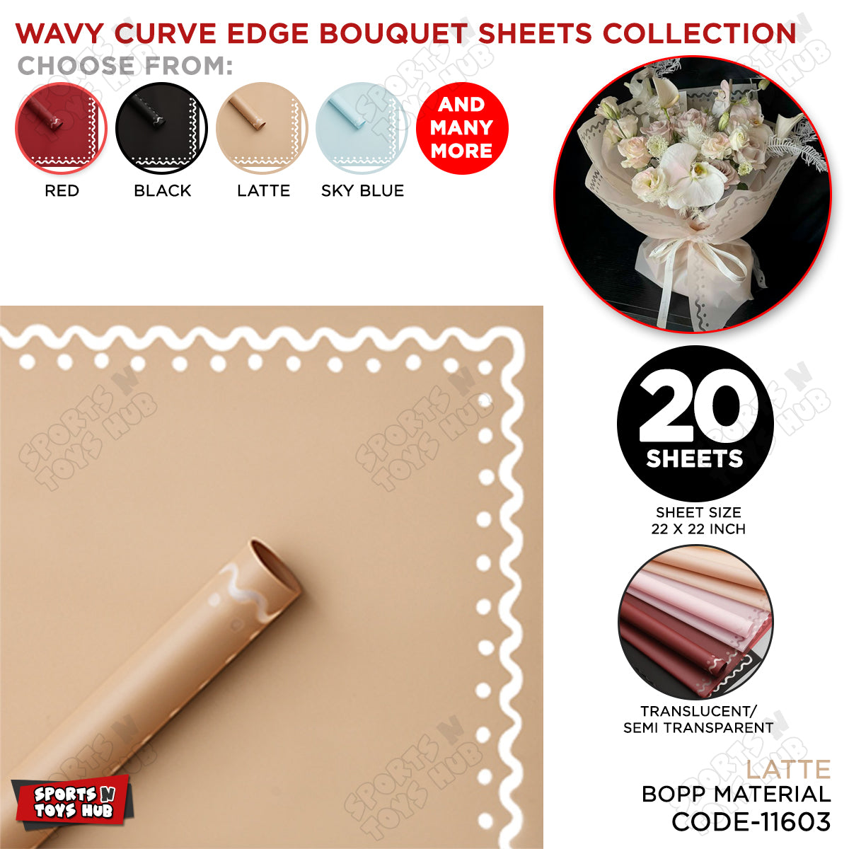 Wavy Curve Edge Flower Bouquet Sheet, Floral Gifting Sheets, Wrapping Paper Collections