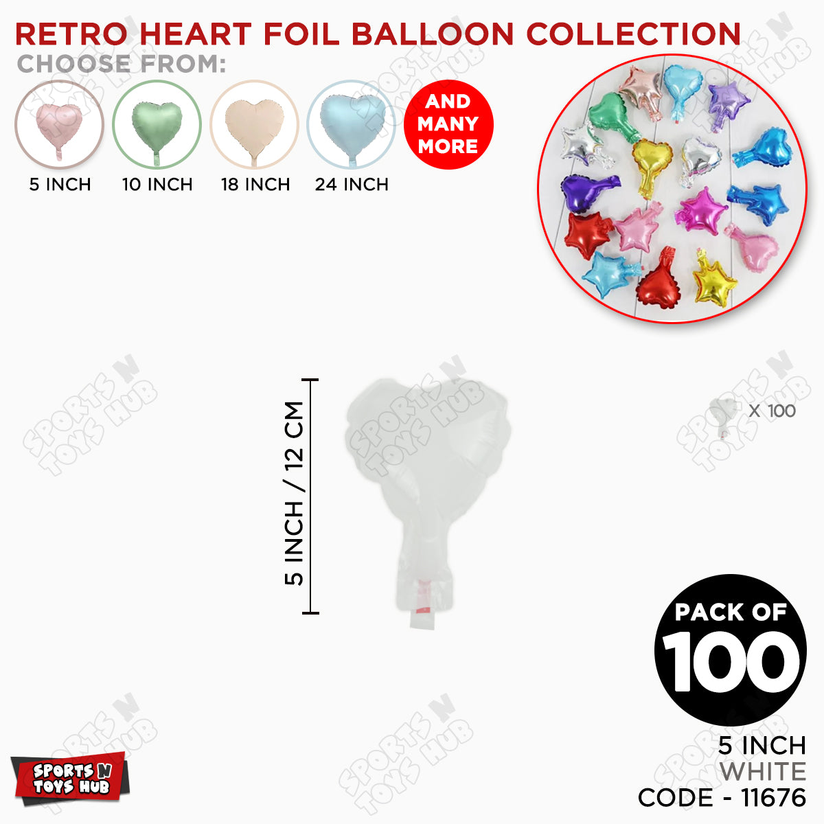 5 Inch - White Heart Foil Balloon