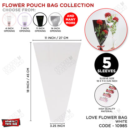 BOPP Translucent Ready to Use Pouches Sleeves for Flower Bouquet Bunch Packing - Pack of 5