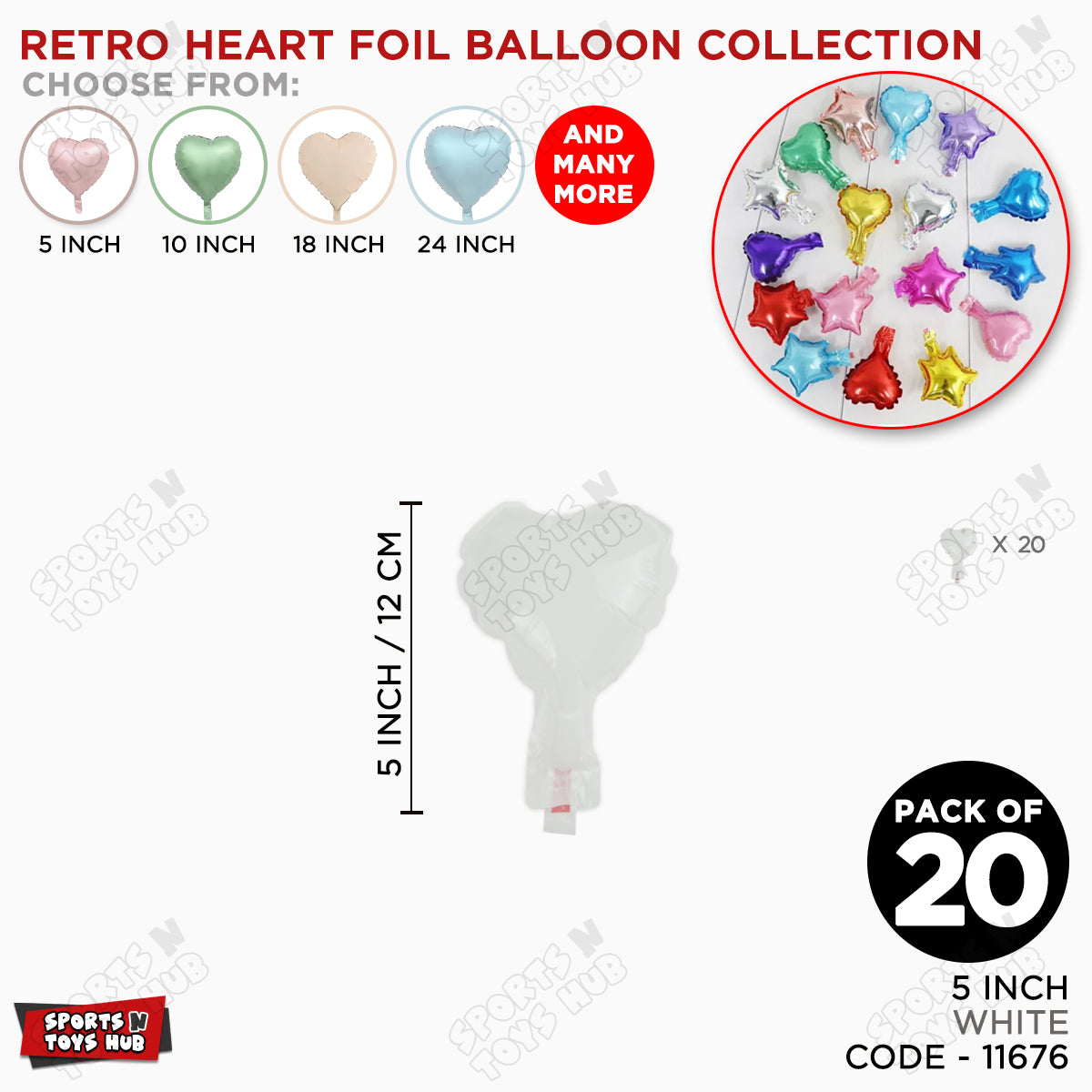 5 Inch - White Heart Foil Balloon
