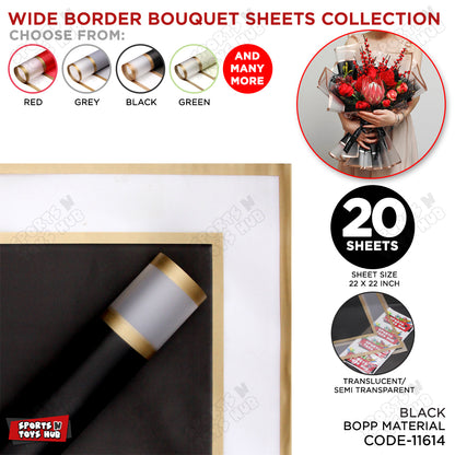 New Triple Edge Wide Transparent Gold Border Translucent Matte Florist Wrapping Sheets