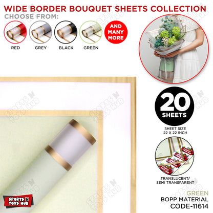 New Triple Edge Wide Transparent Gold Border Translucent Matte Florist Wrapping Sheets
