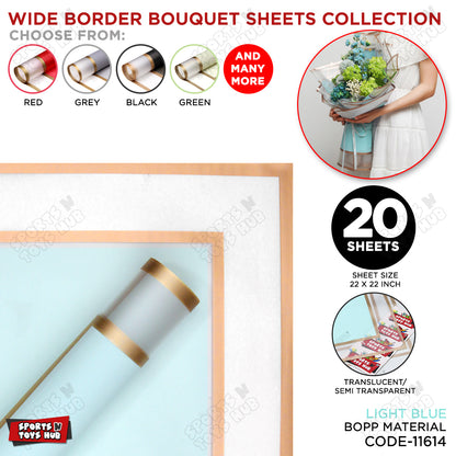 New Triple Edge Wide Transparent Gold Border Translucent Matte Florist Wrapping Sheets