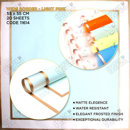 New Triple Edge Wide Transparent Gold Border Translucent Matte Florist Wrapping Sheets