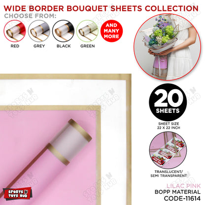 New Triple Edge Wide Transparent Gold Border Translucent Matte Florist Wrapping Sheets