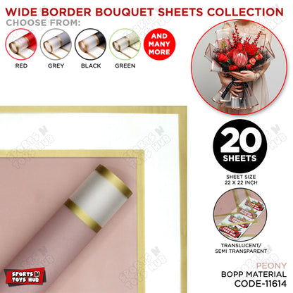 New Triple Edge Wide Transparent Gold Border Translucent Matte Florist Wrapping Sheets