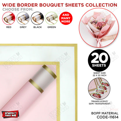 New Triple Edge Wide Transparent Gold Border Translucent Matte Florist Wrapping Sheets