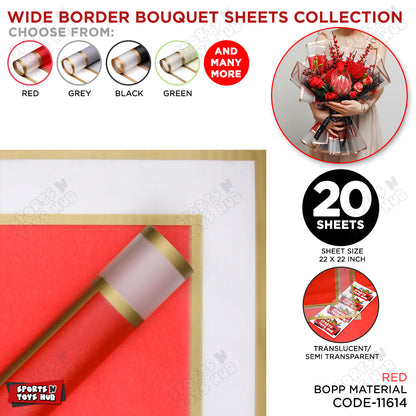 New Triple Edge Wide Transparent Gold Border Translucent Matte Florist Wrapping Sheets