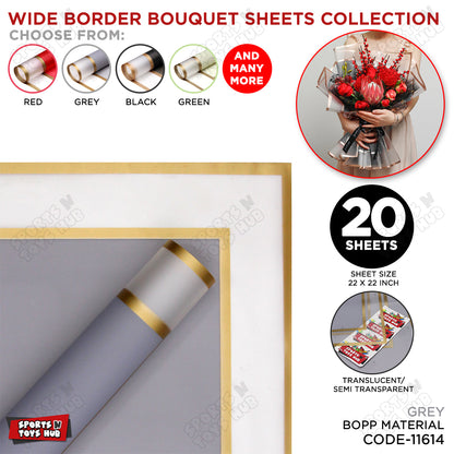 New Triple Edge Wide Transparent Gold Border Translucent Matte Florist Wrapping Sheets