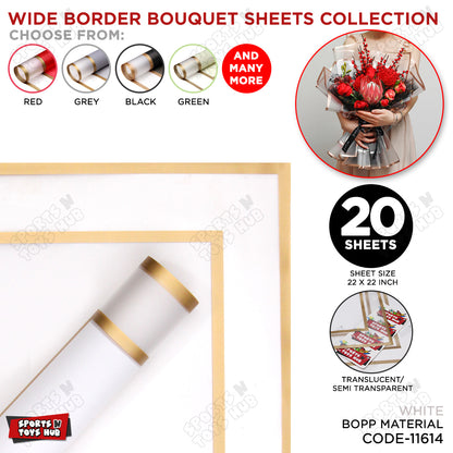 New Triple Edge Wide Transparent Gold Border Translucent Matte Florist Wrapping Sheets