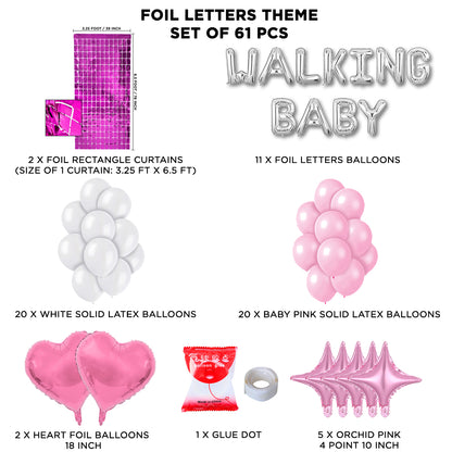 Walking Baby Foil Letter Theme With Rectangle Curtain