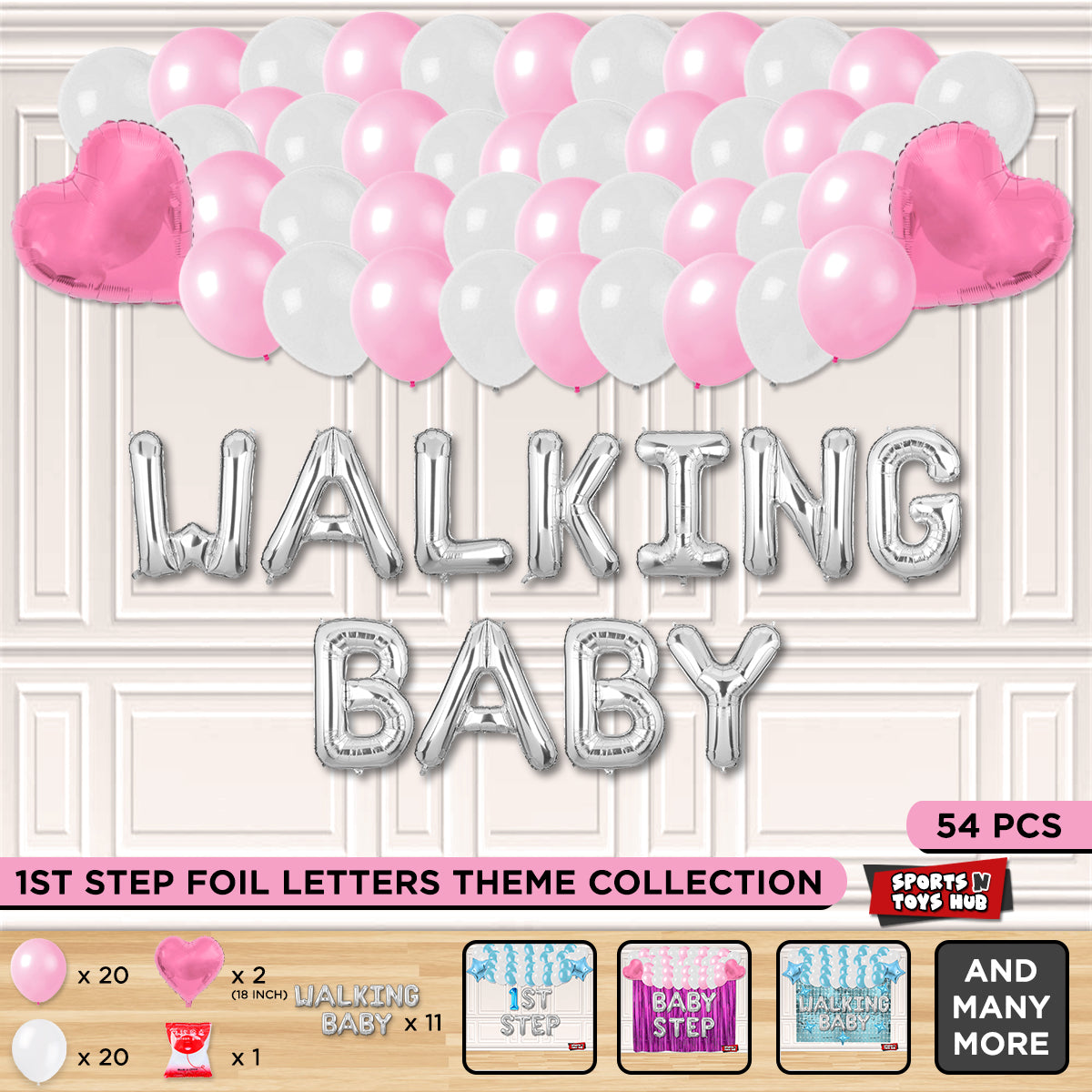 Walking Baby Foil Letter Theme Without Curtain