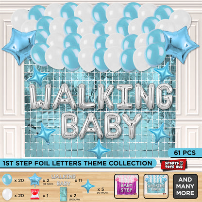 Walking Baby Foil Letter Theme With Rectangle Curtain