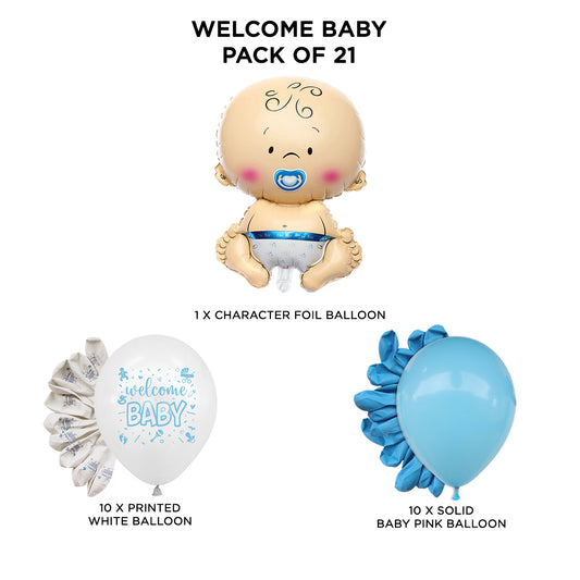 Welcome Baby Boy Printed Balloons Bouquet
