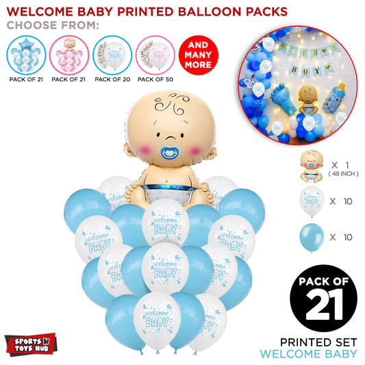 Welcome Baby Boy Printed Balloons Bouquet
