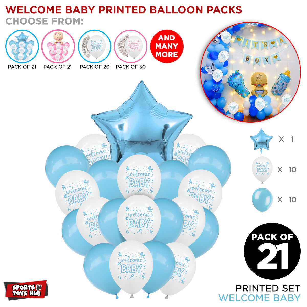Welcome Baby Printed Balloons Bouquet Collection