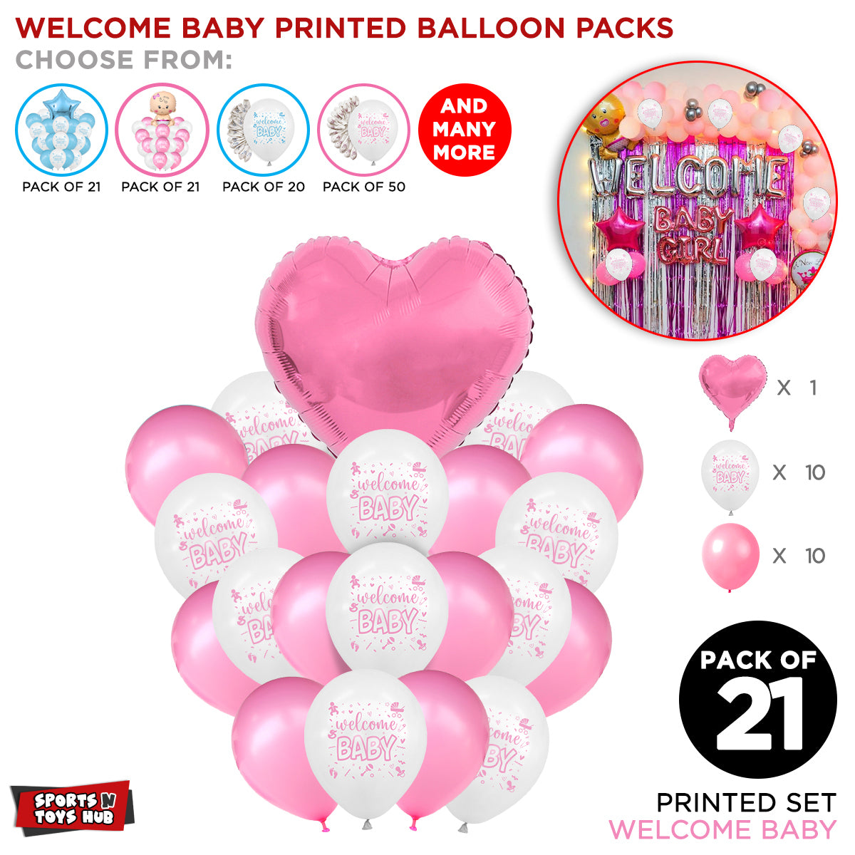 Welcome Baby Printed Balloons Bouquet Collection