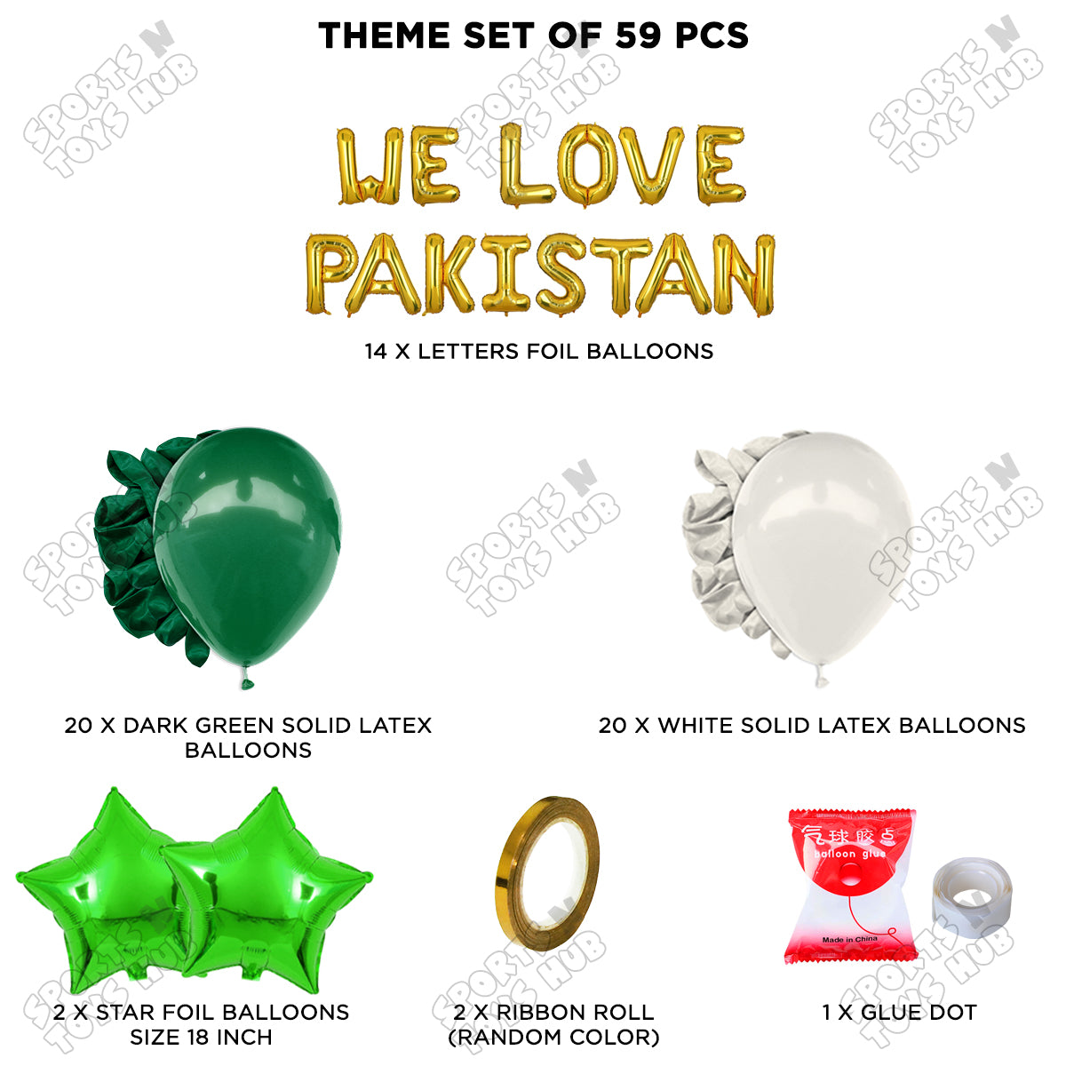 We Love Pakistan Foil Letters Theme Collection