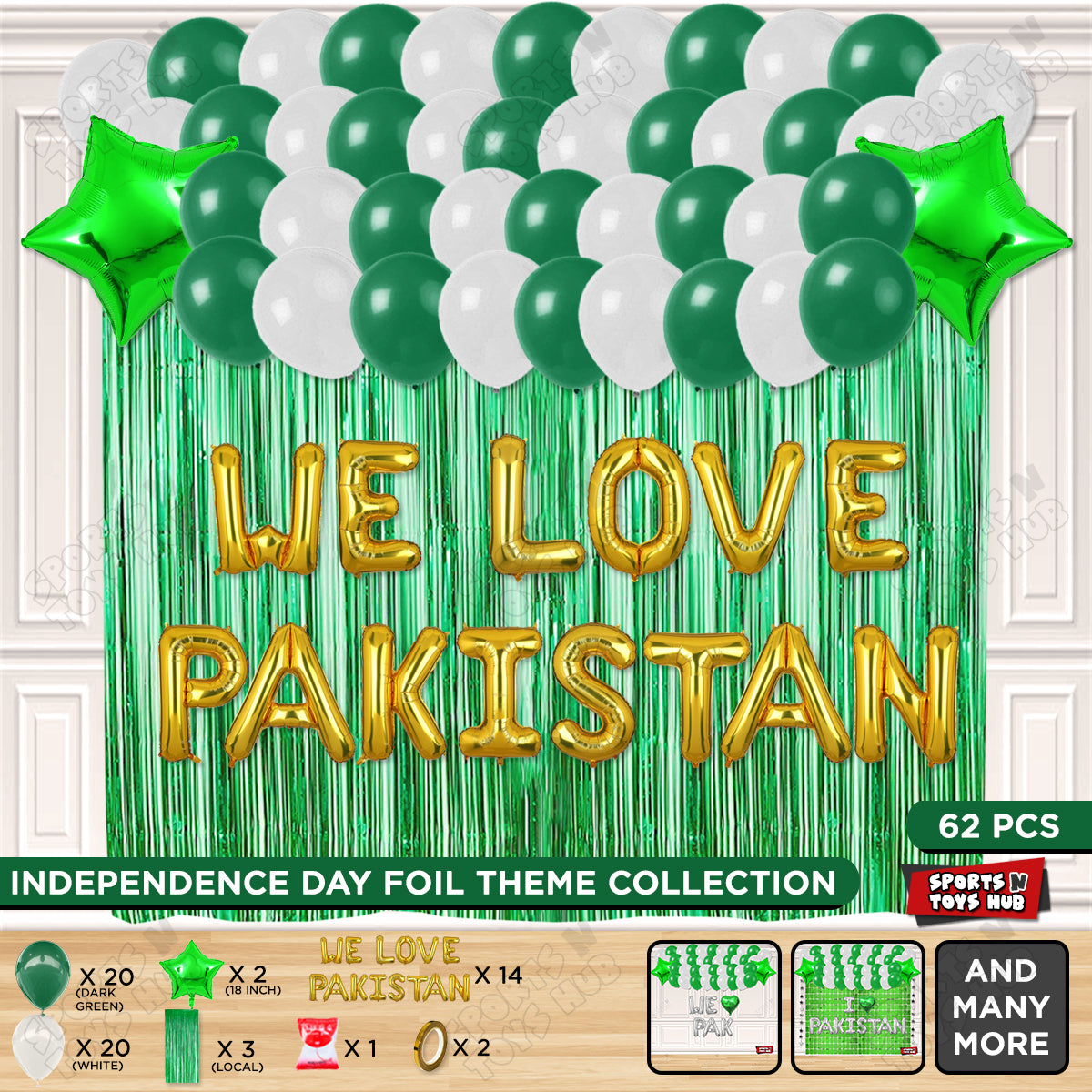 We Love Pakistan Foil Letters Theme Collection