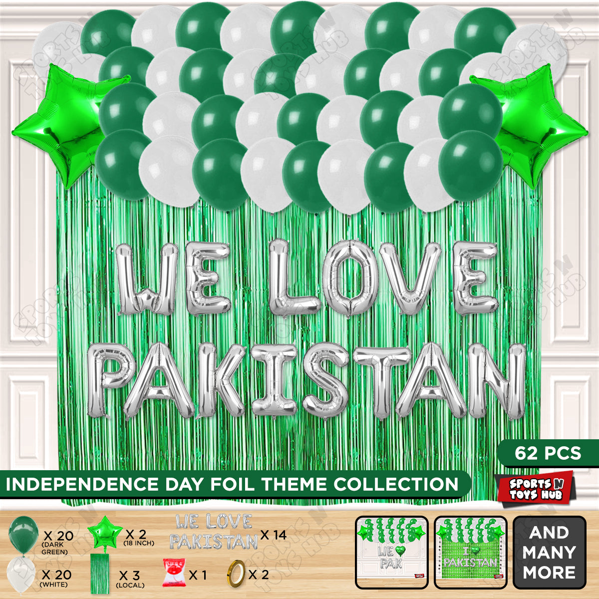 We Love Pakistan Foil Letters Theme Collection