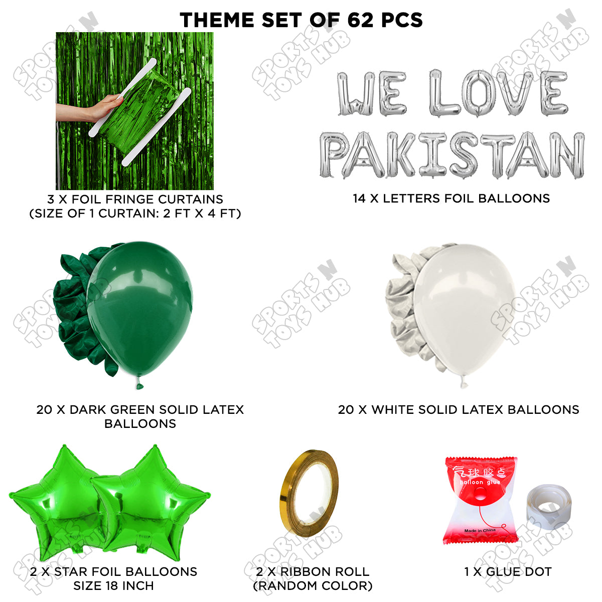 We Love Pakistan Foil Letters Theme Collection