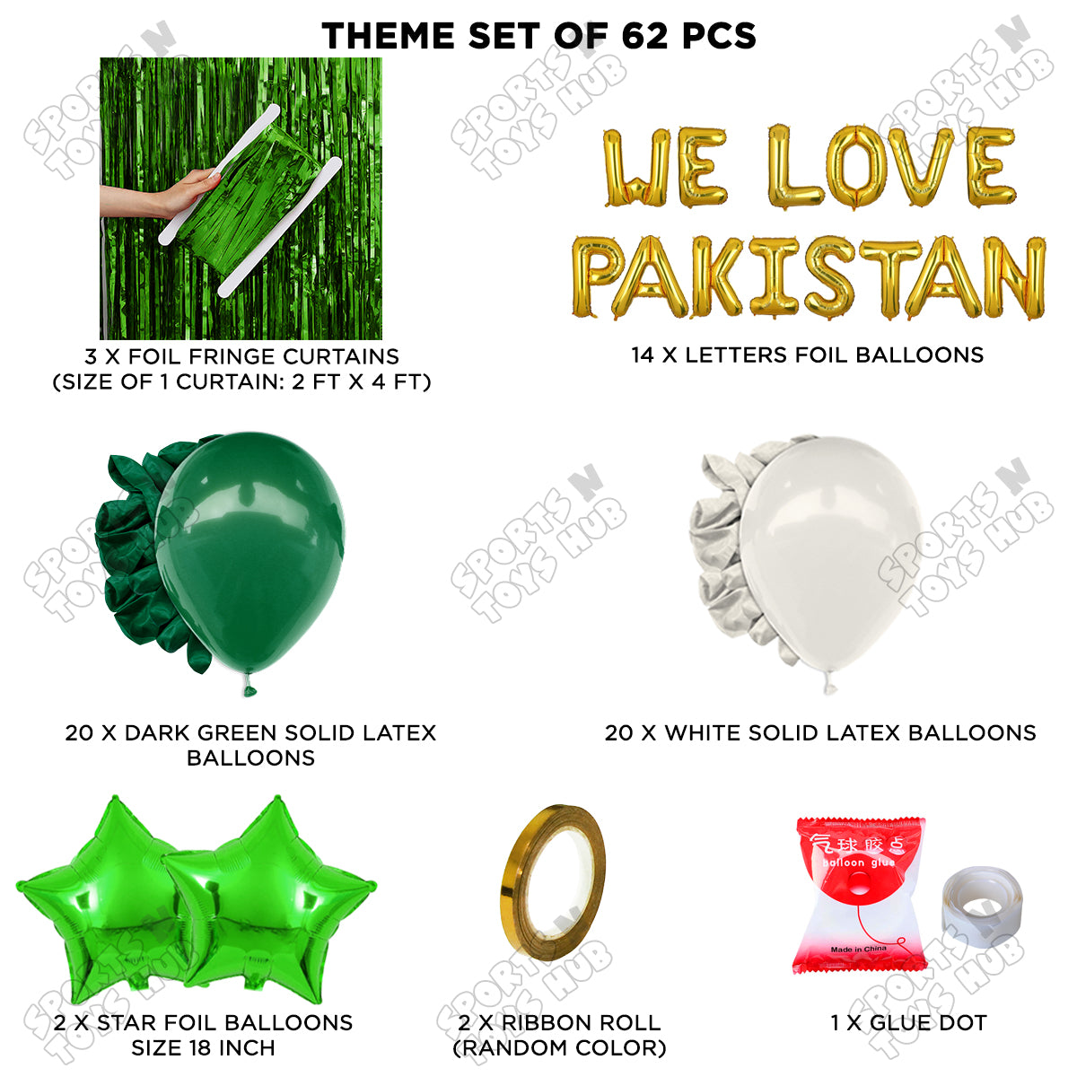 We Love Pakistan Foil Letters Theme Collection