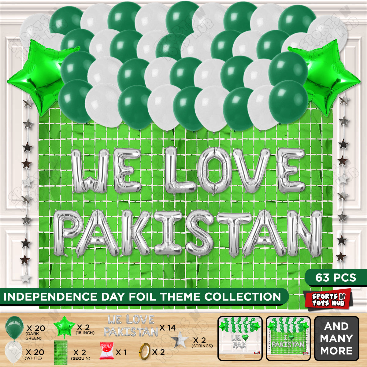 We Love Pakistan Foil Letters Theme Collection