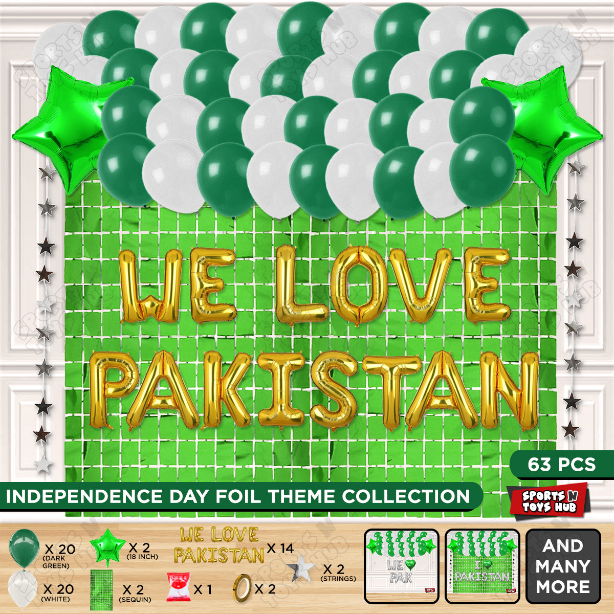 We Love Pakistan Foil Letters Theme Collection