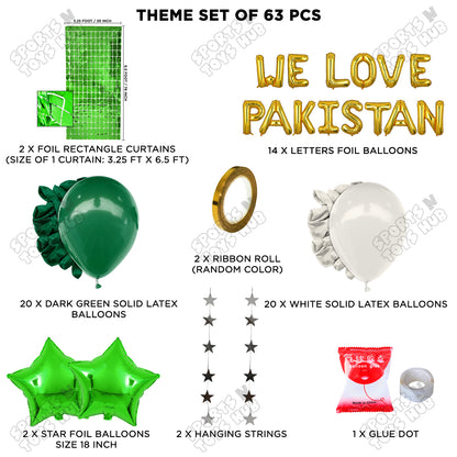 We Love Pakistan Foil Letters Theme Collection