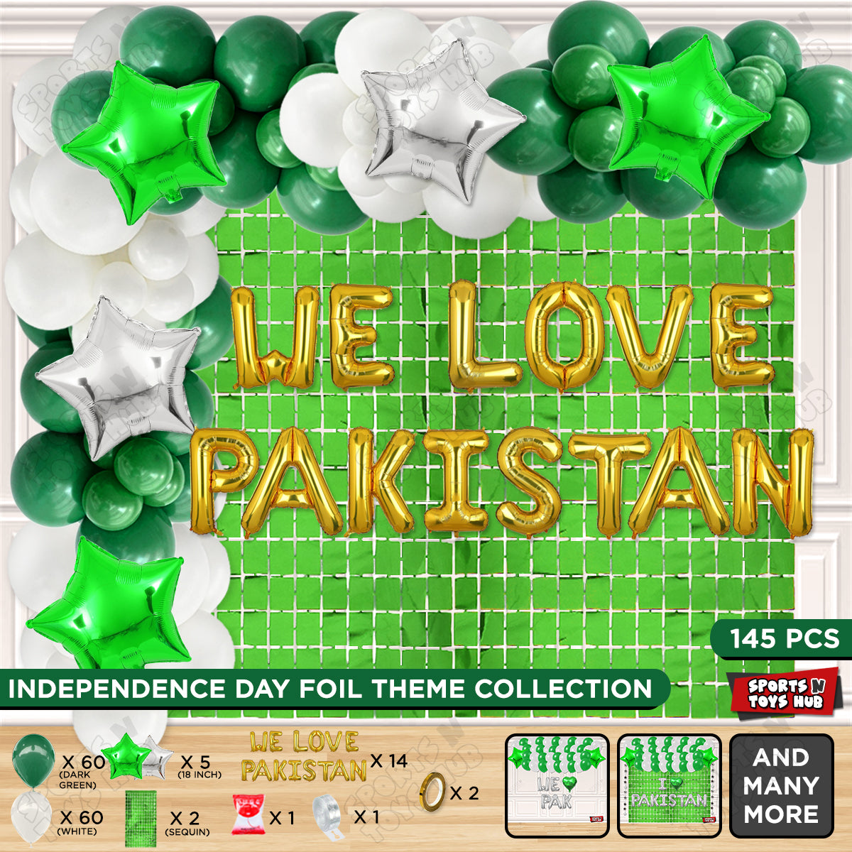 We Love Pakistan Foil Letters Theme Collection