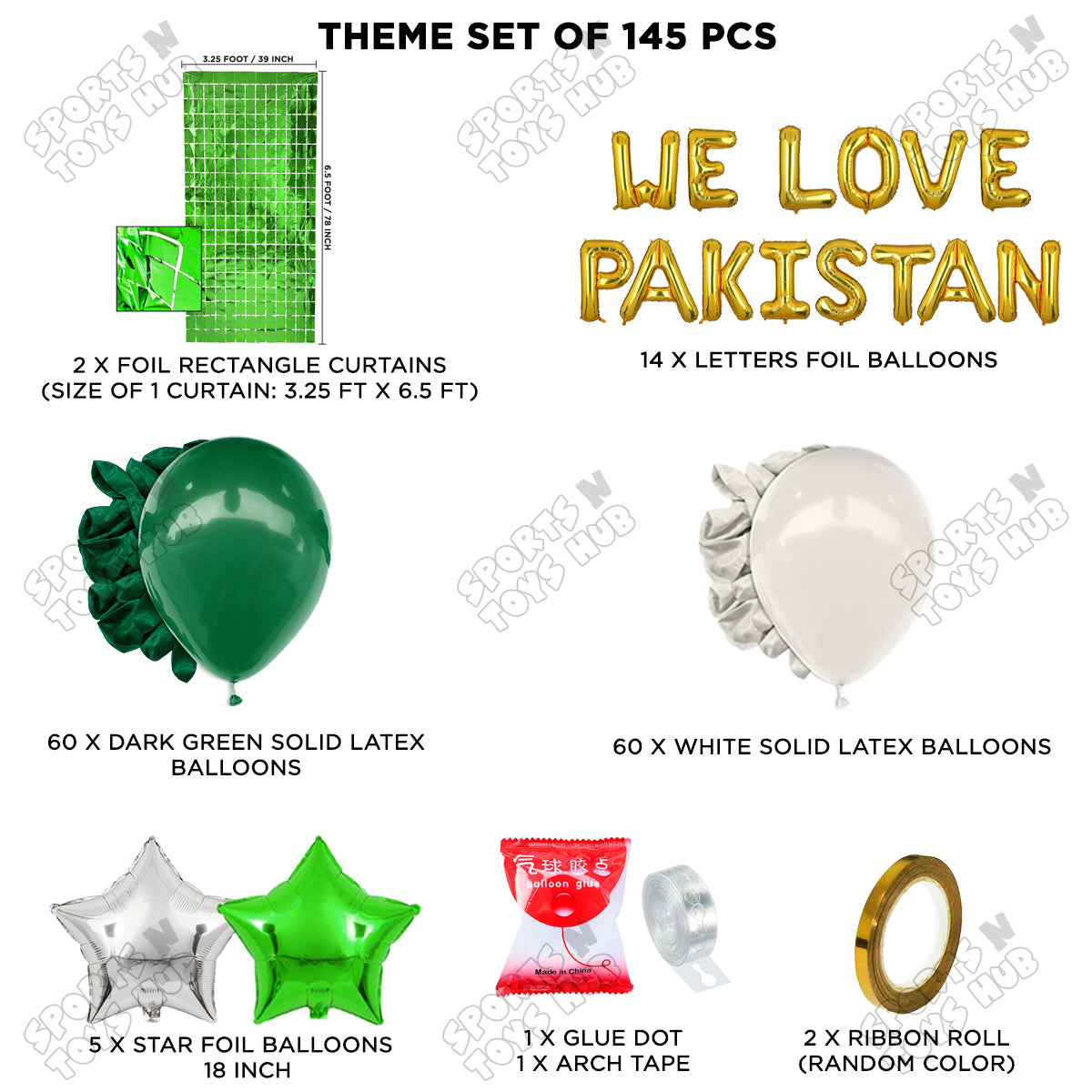 We Love Pakistan Foil Letters Theme Collection