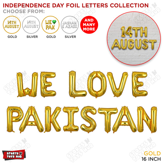 We Love Pakistan Foil Letters Balloon