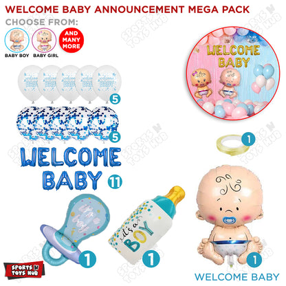 Welcome Baby Blue Foil Letter Balloon Set - 25 Pcs
