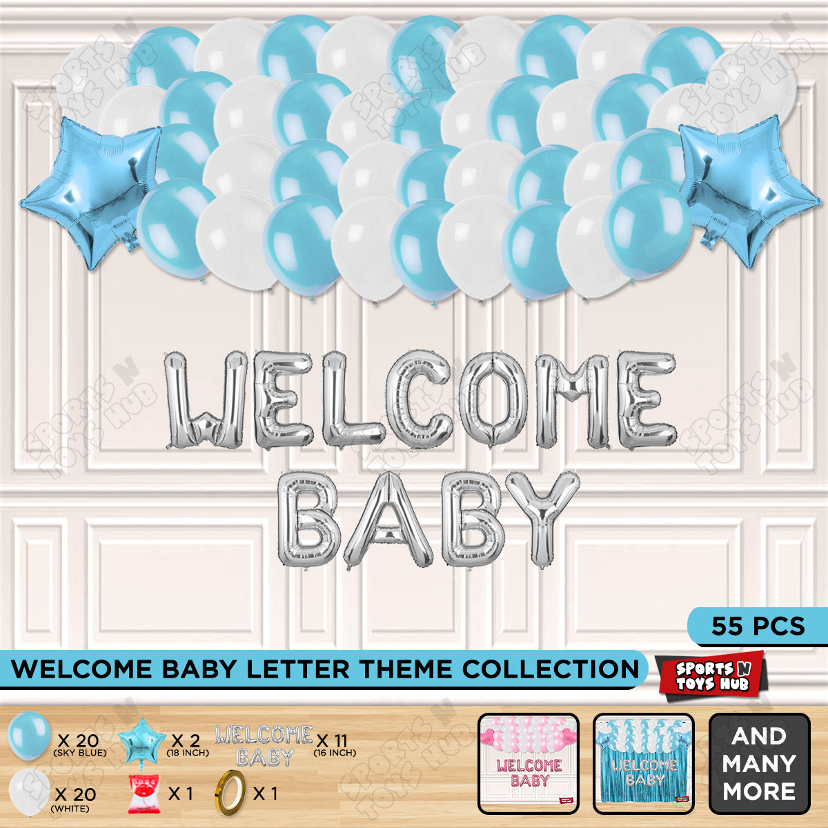 Welcome Baby Foil Letter Theme Without Curtain