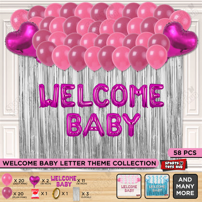 Welcome Baby Foil Letter Theme With Curtain