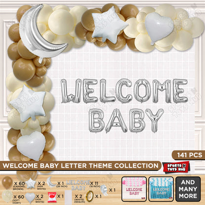 Welcome Baby Foil Letter Arch Theme - Ivory & Caramel Brown