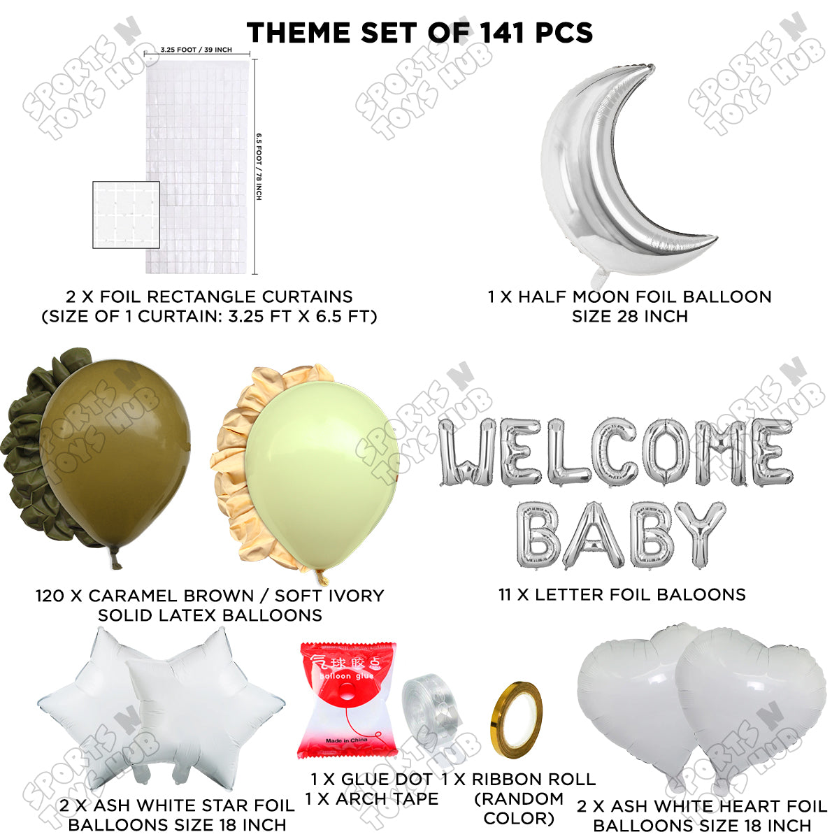 Welcome Baby Foil Letter Arch Theme - Ivory & Caramel Brown
