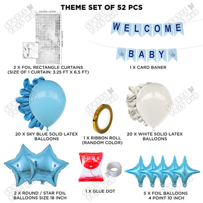 Welcome Baby Card Banner Theme With Rectangle Curtain